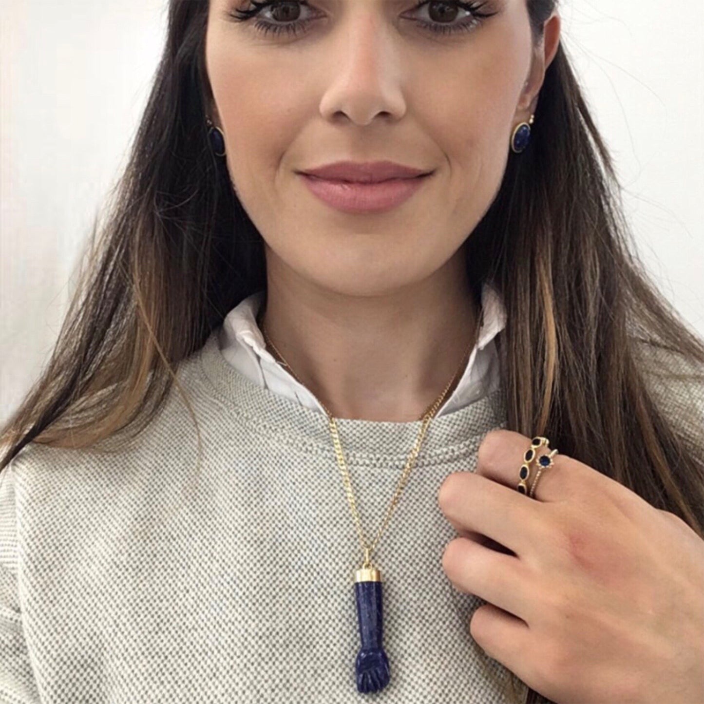 Figa Lapiz Lazuli e Prata Dourada MACE