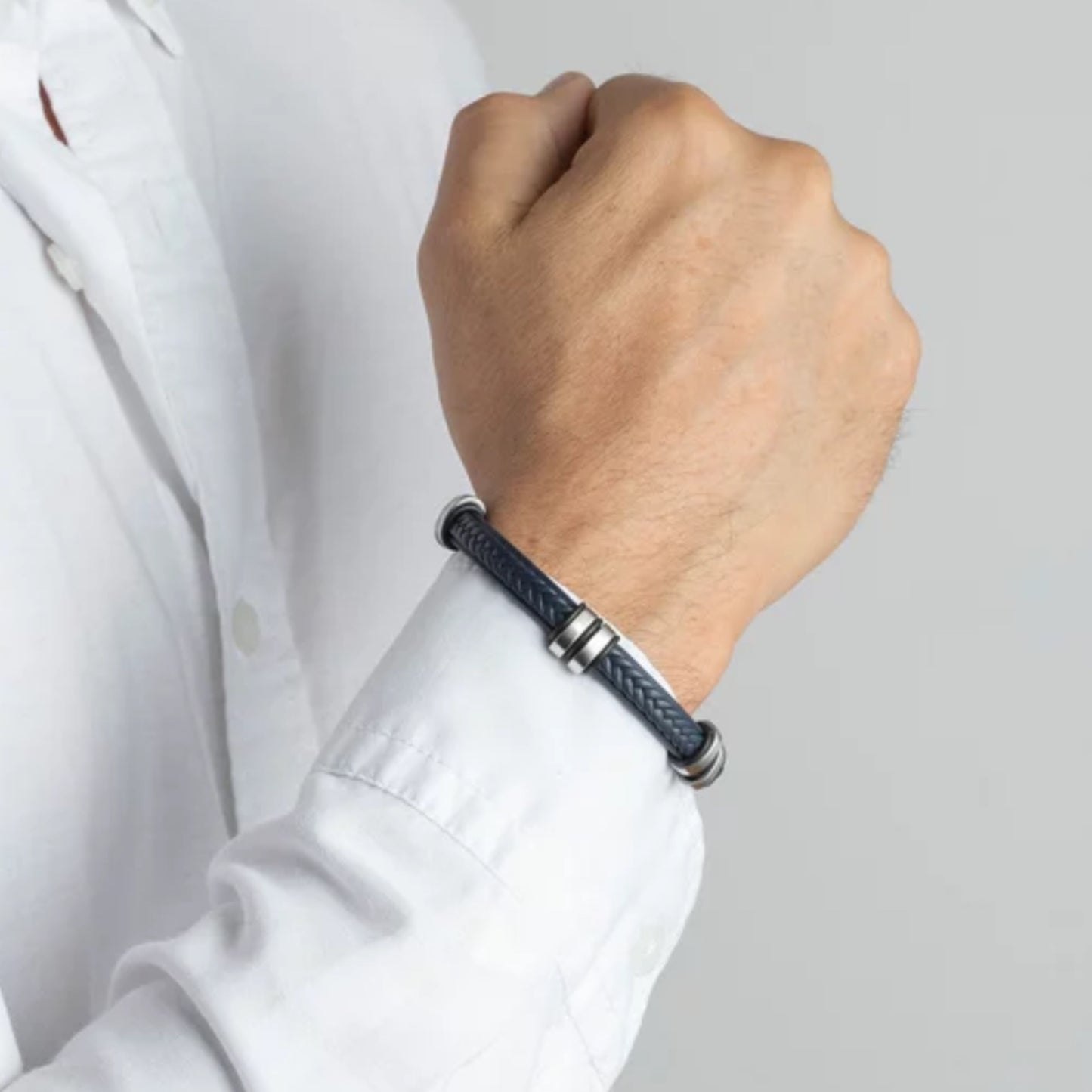 Pulseira Couro e Aço MACE