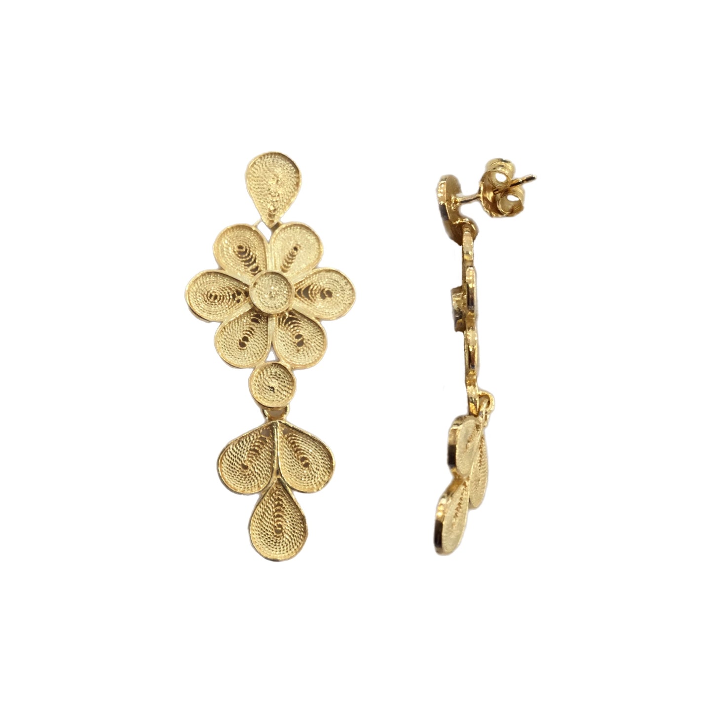 Brincos Filigrana Prata Dourada MACE