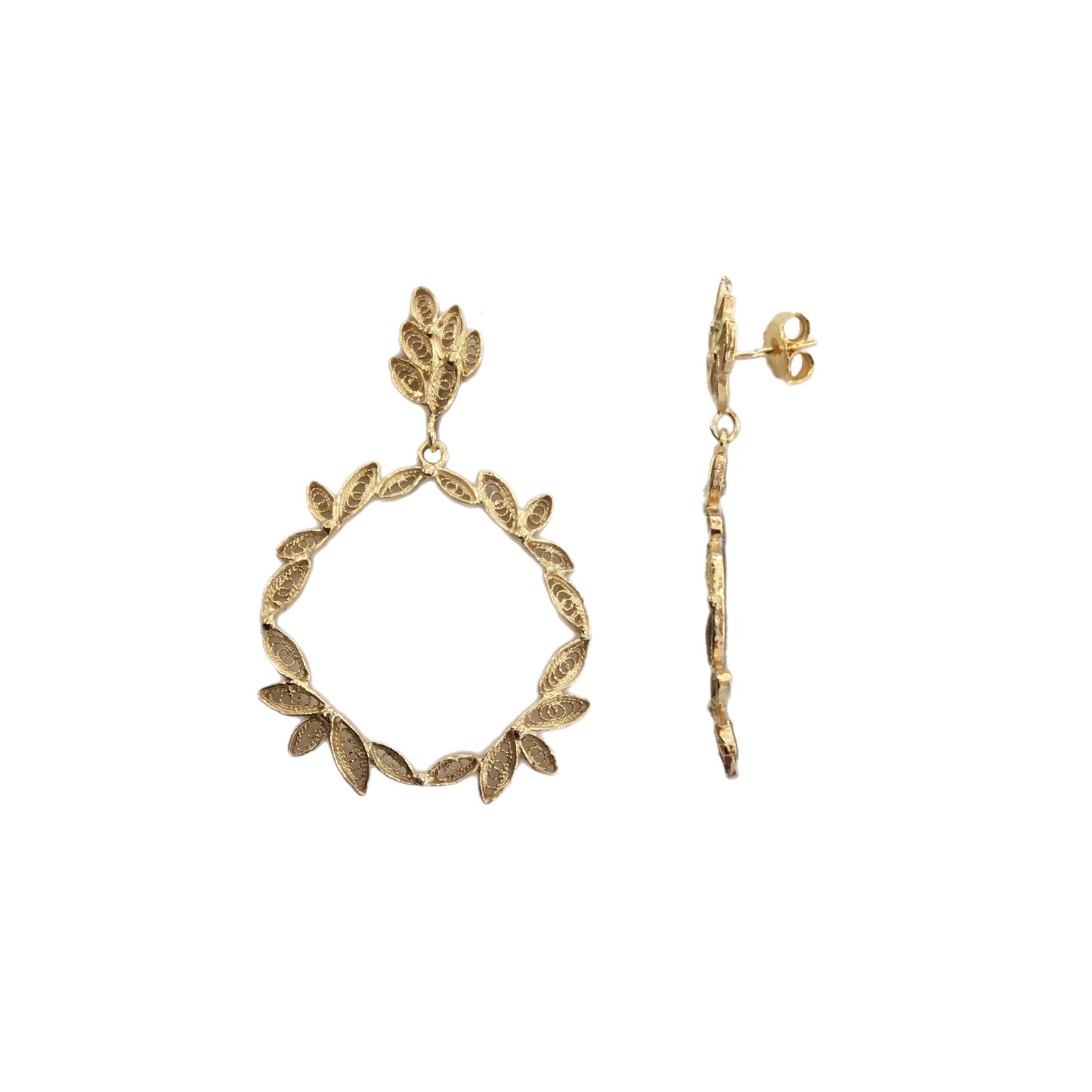 Brincos Filigrana Prata Dourada MACE