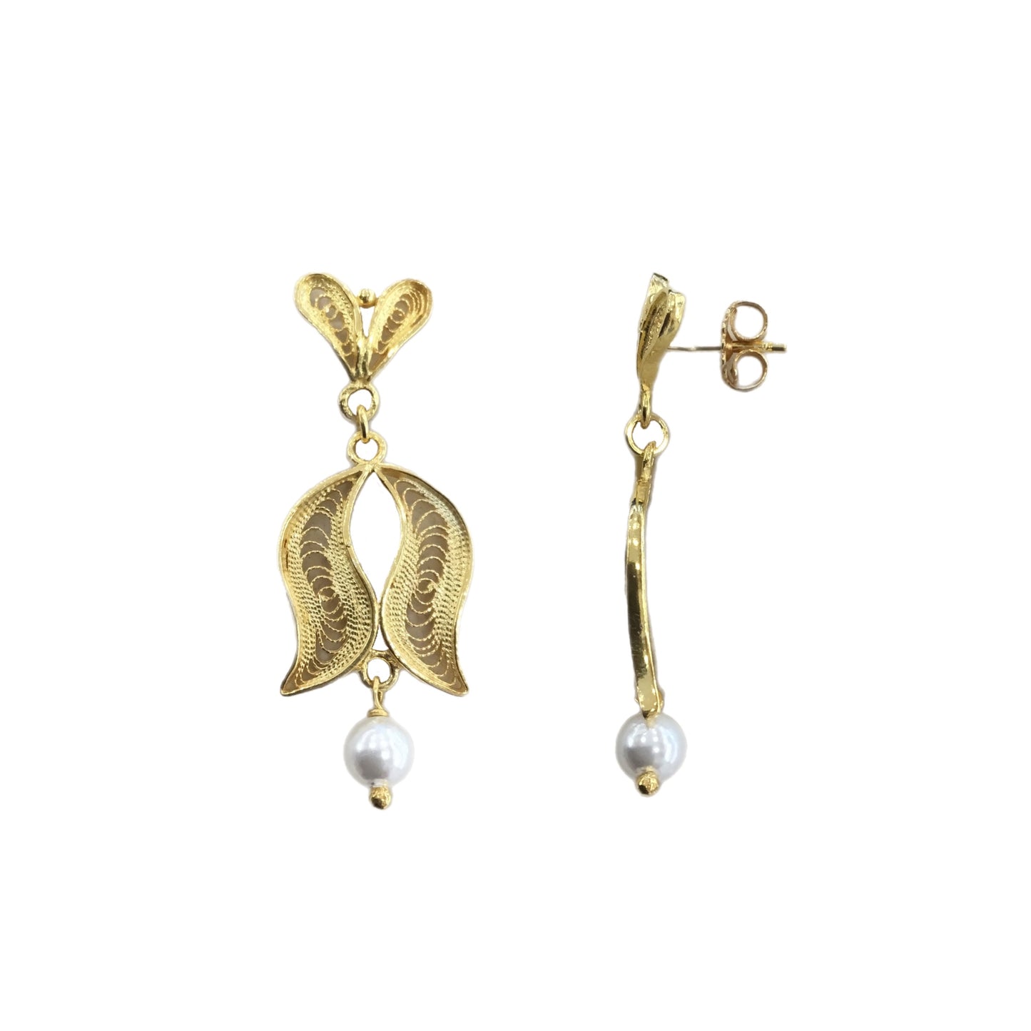 Brincos Filigrana Prata Dourada MACE