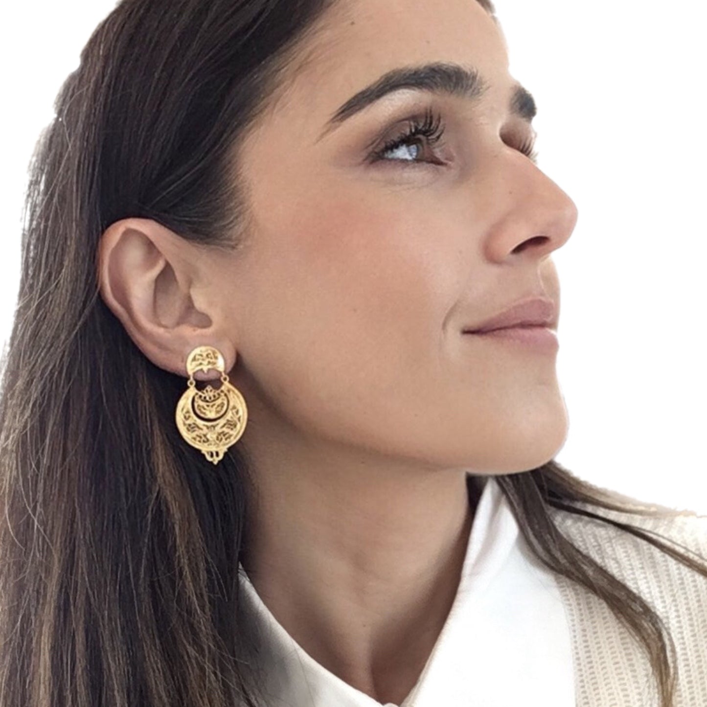 Brincos Filigrana Prata Dourada MACE