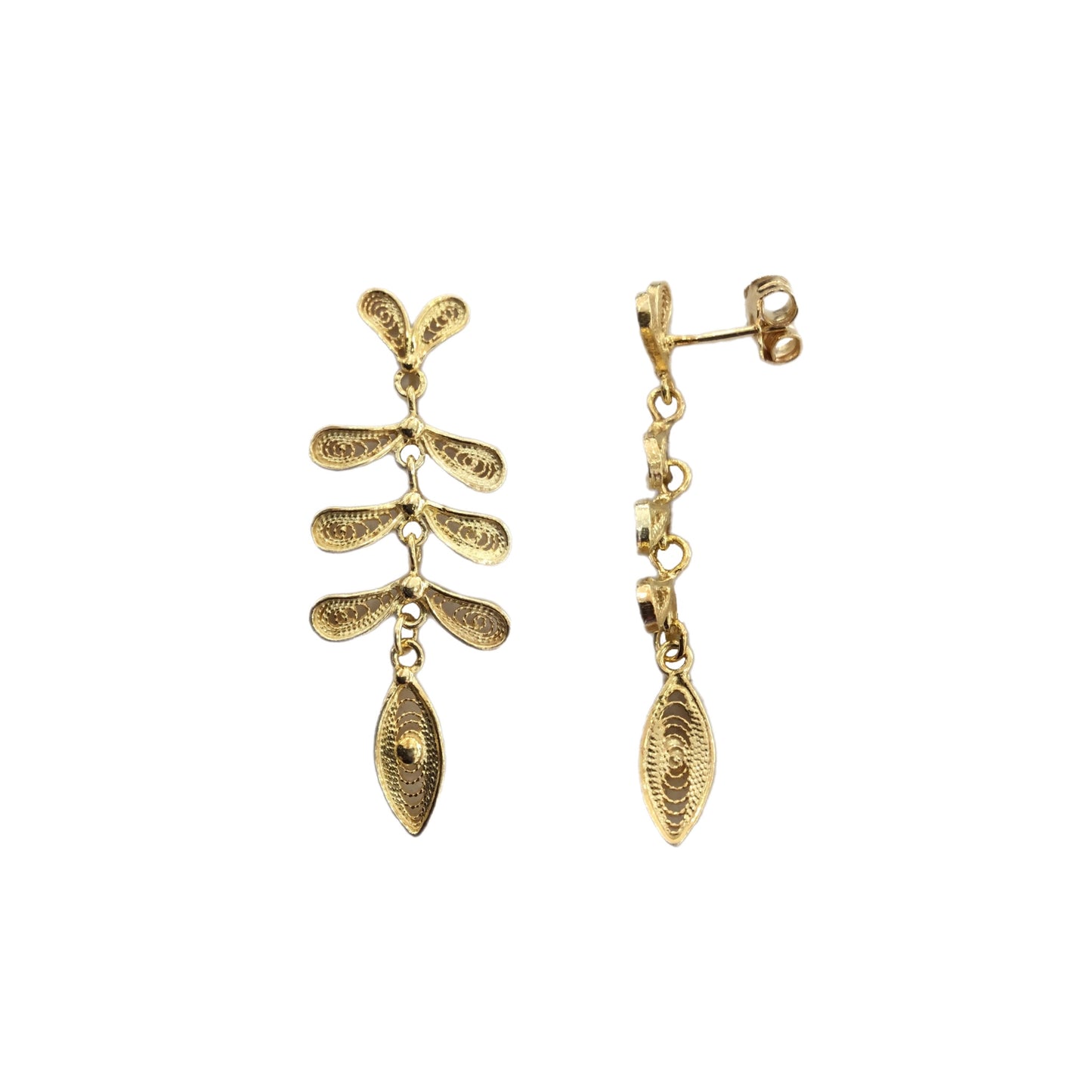 Brincos Filigrana Prata Dourada MACE