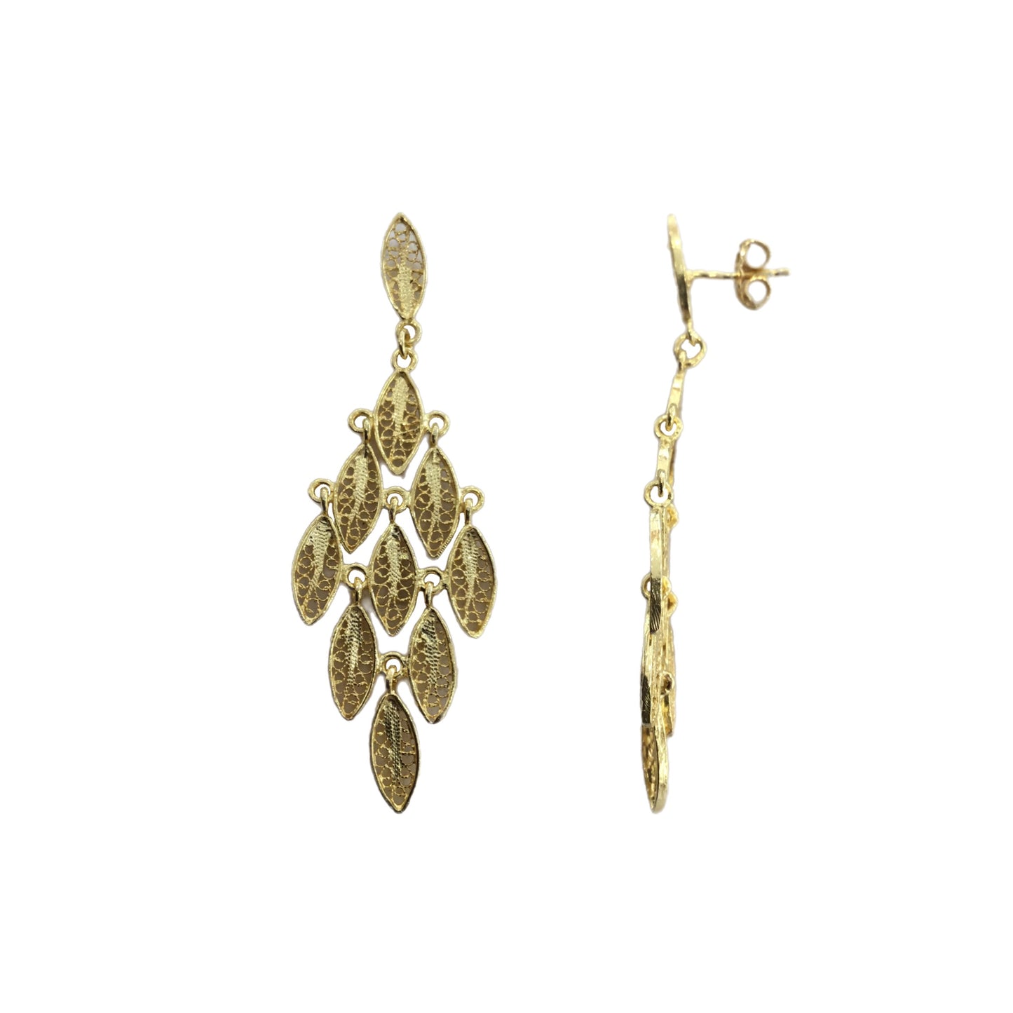 Brincos Filigrana Prata Dourada MACE