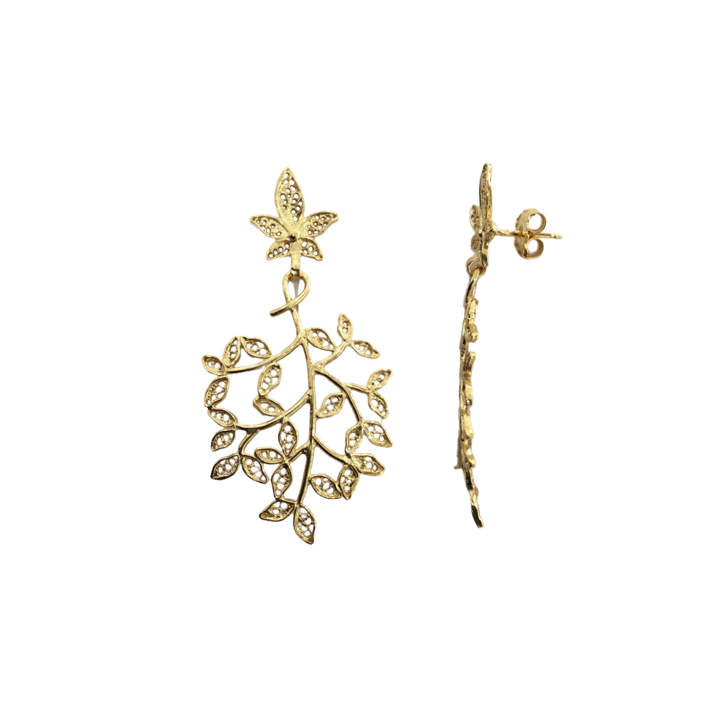 Brincos Filigrana Prata Dourada MACE