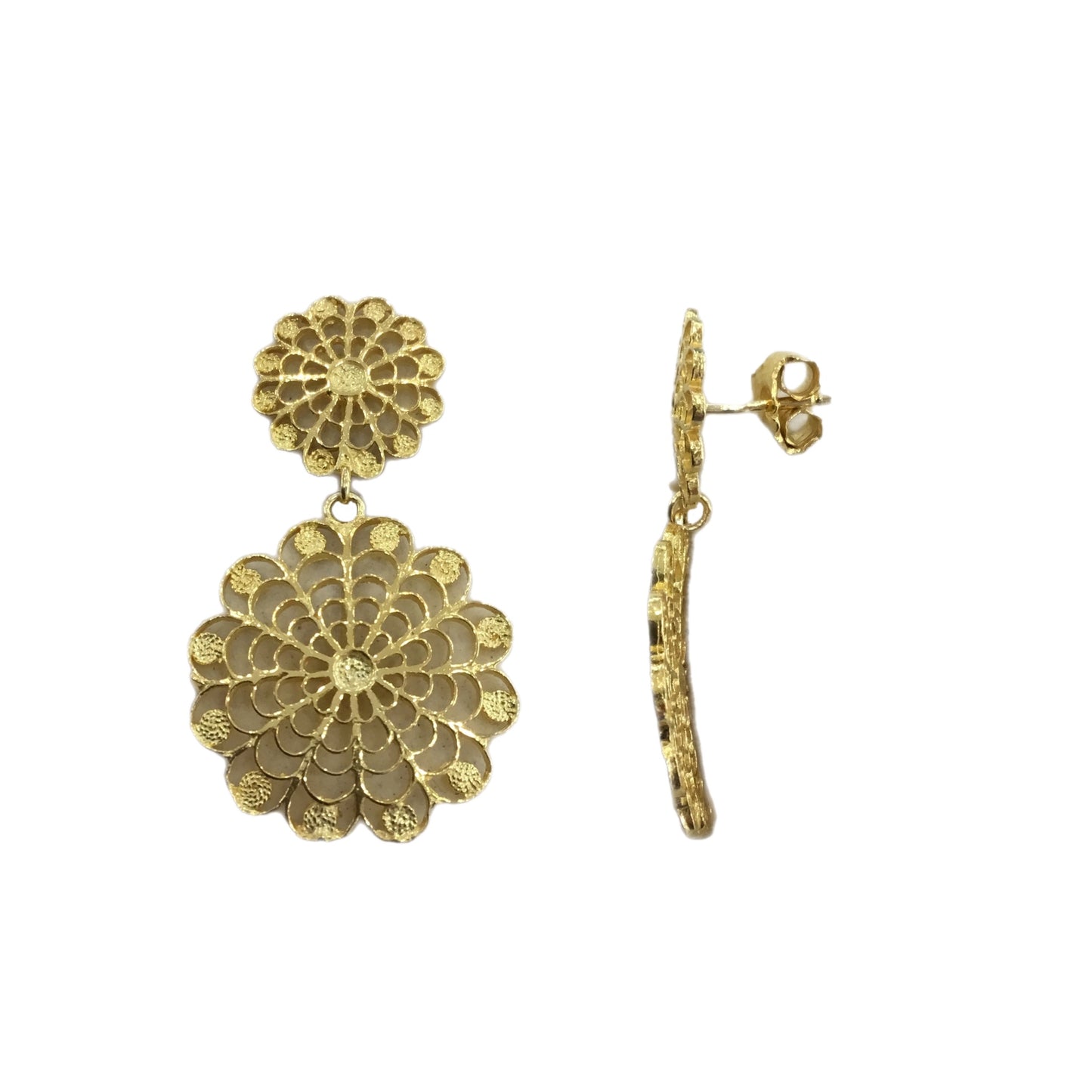 Brincos Filigrana Prata Dourada MACE