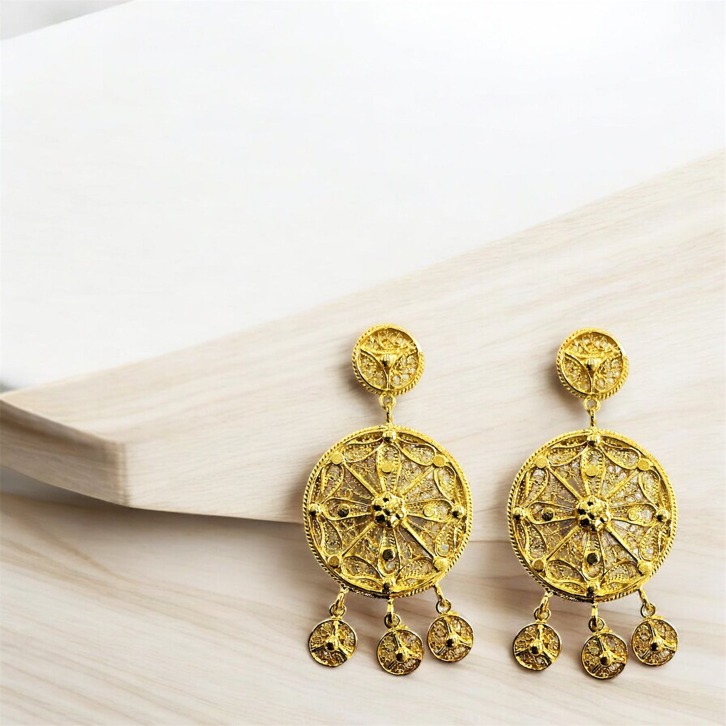 Brincos Filigrana Prata Dourada MACE