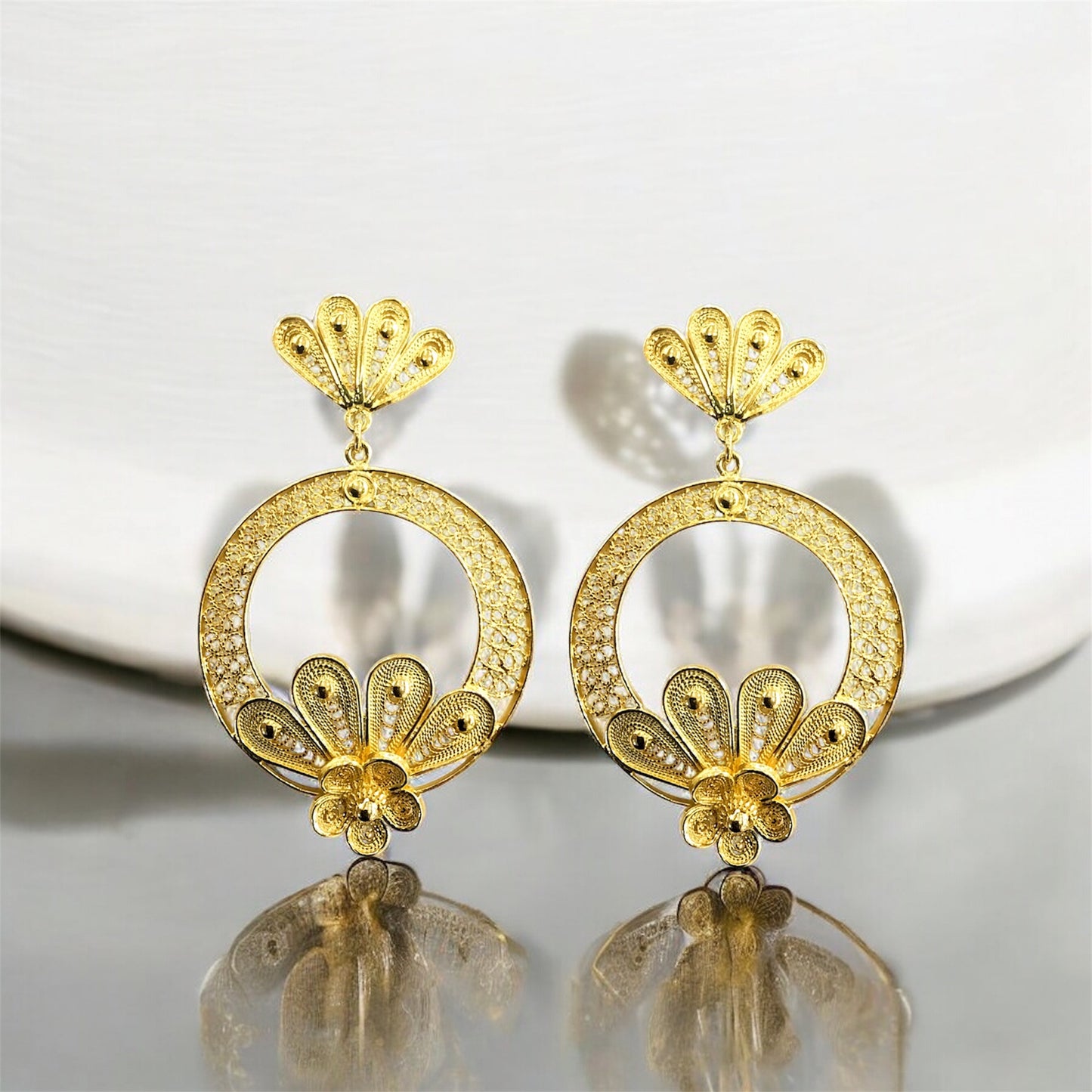 Brincos Filigrana Prata Dourada MACE