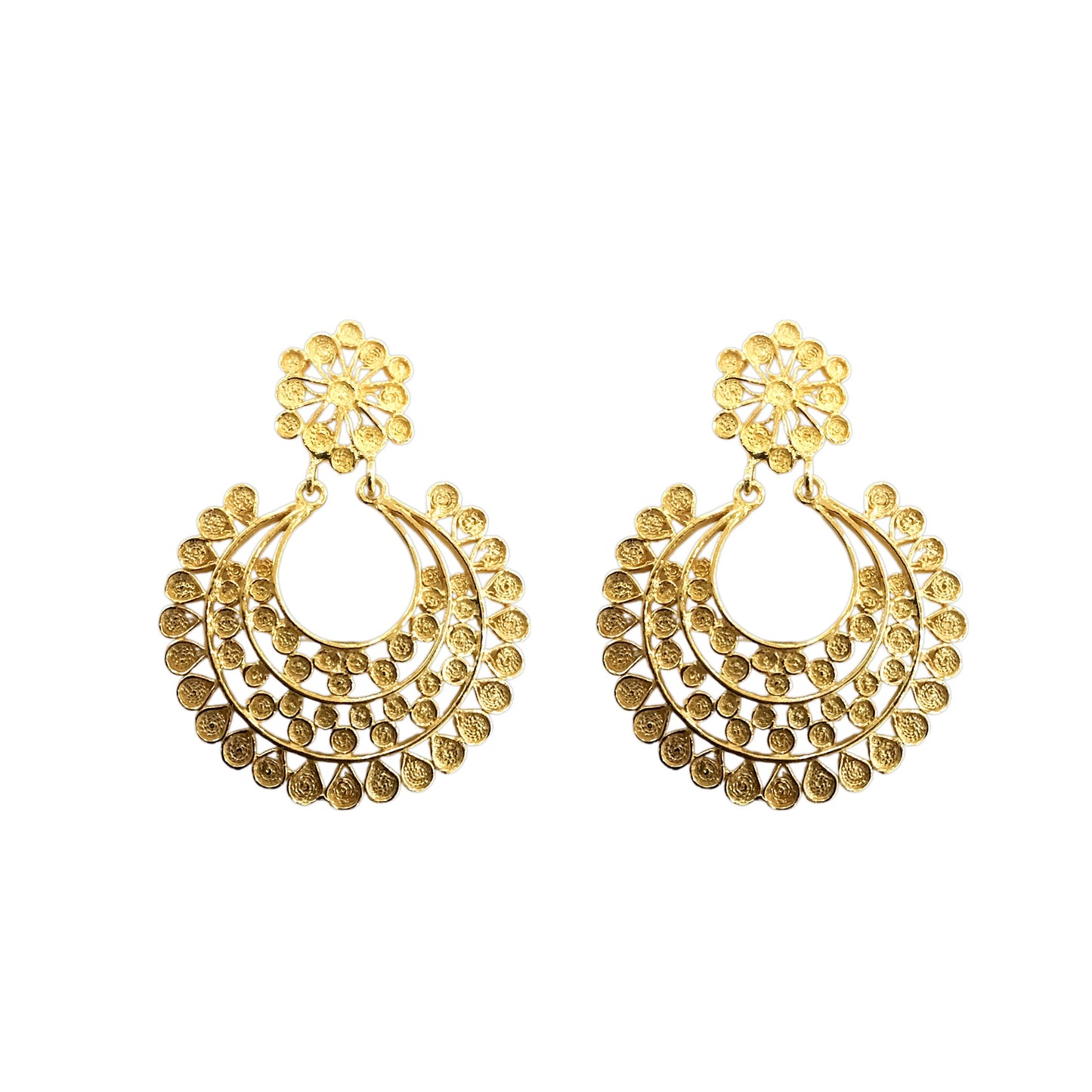 Brincos Filigrana Prata Dourada MACE