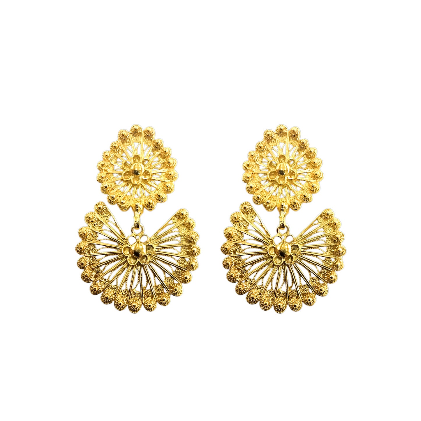 Brincos Filigrana Prata Dourada MACE