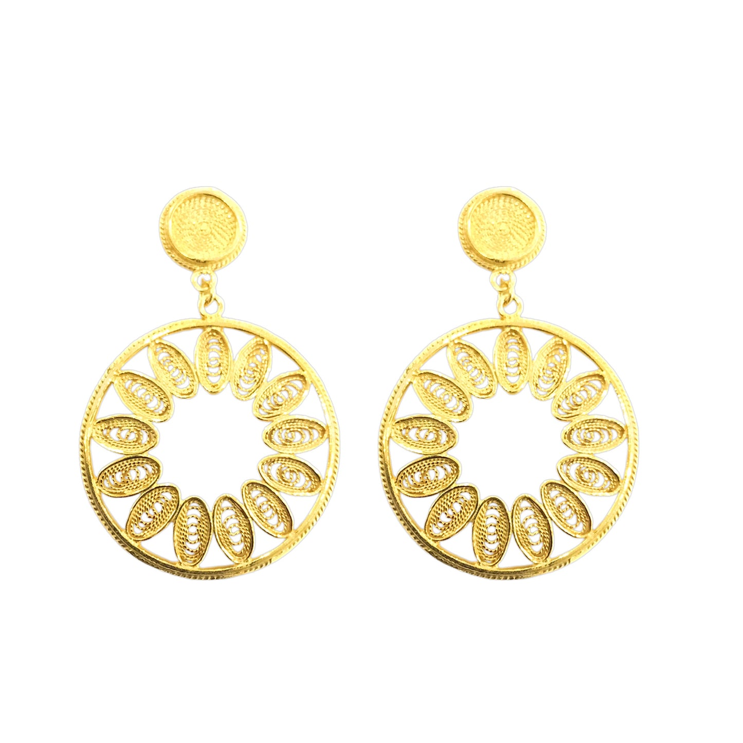 Brincos Filigrana Prata Dourada MACE