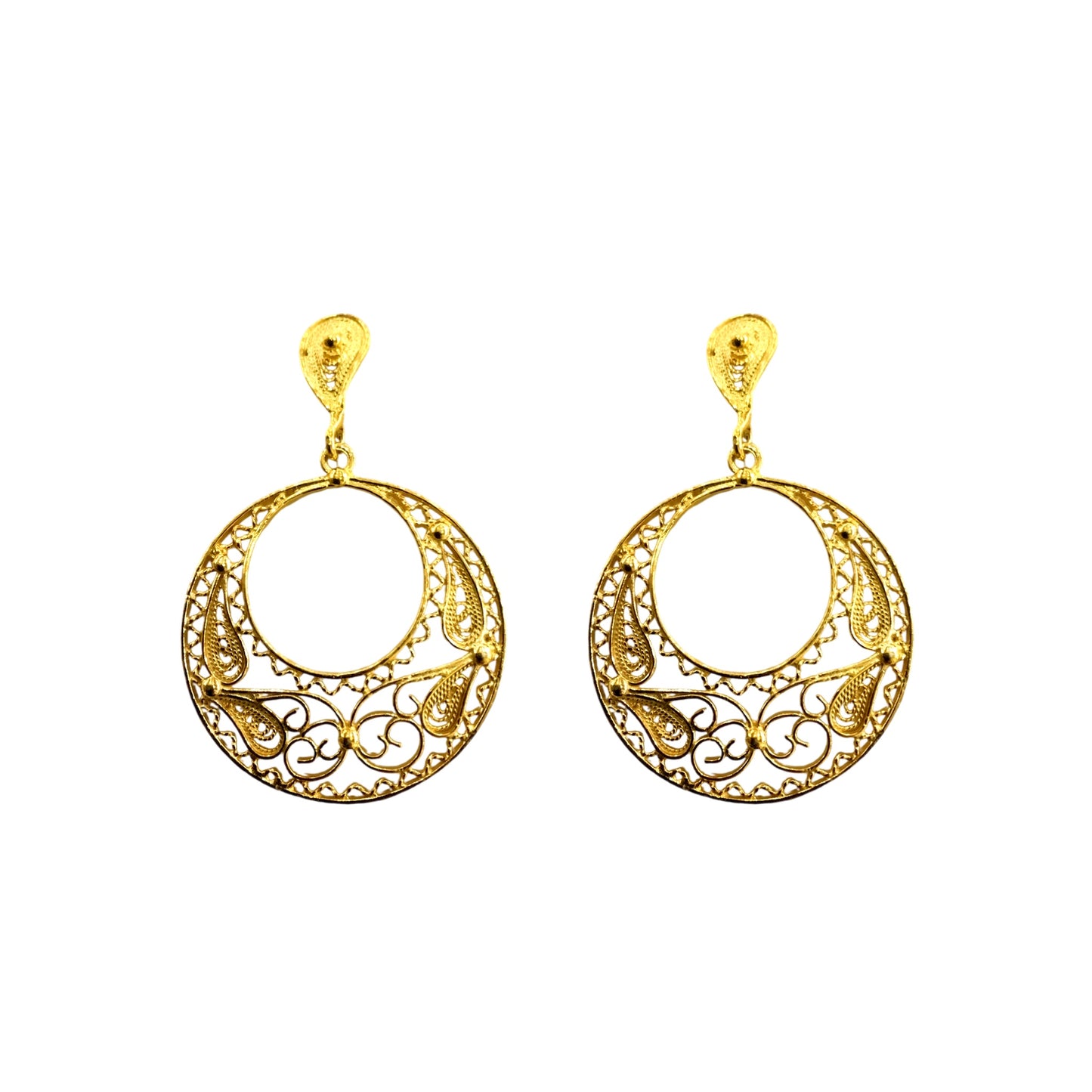 Brincos Filigrana Prata Dourada MACE