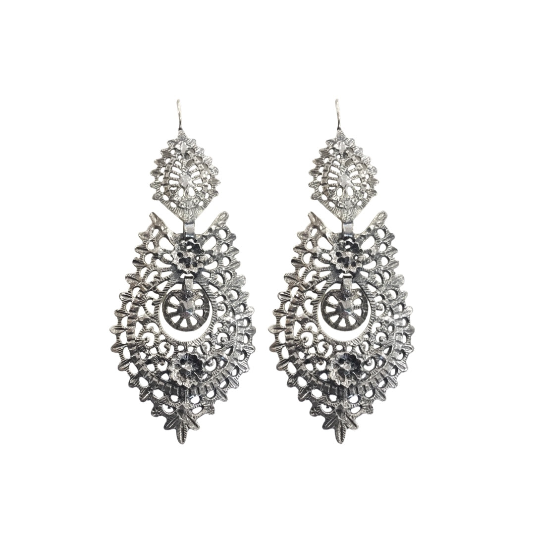 Brincos Rainha Prata 6,5cm Filigrana MACE