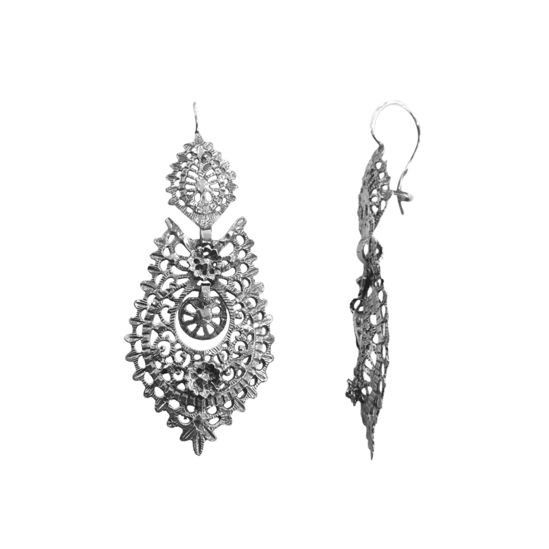 Brincos Rainha Prata 6,5cm Filigrana MACE