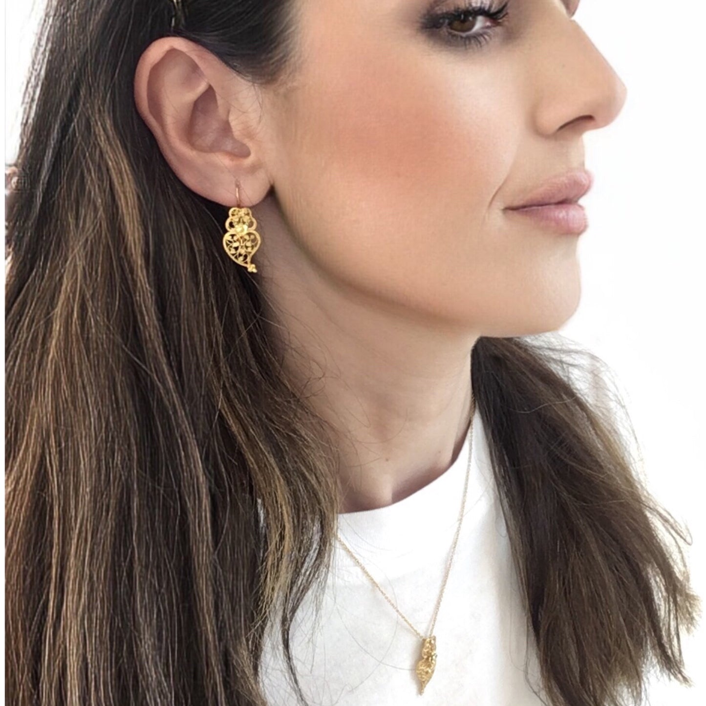 Colar Prata Dourada SAUDADE