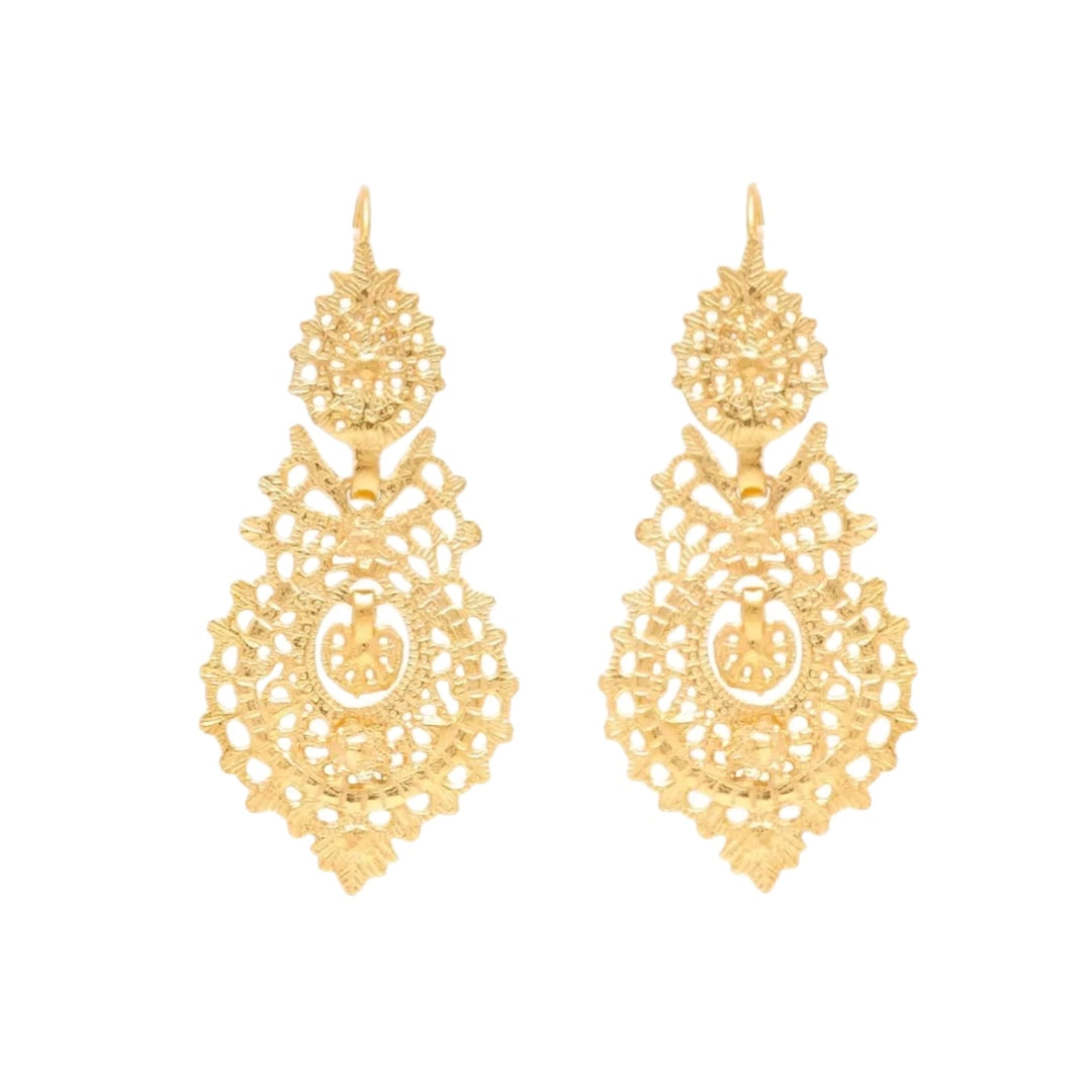 Brincos Filigrana Prata Dourada MACE