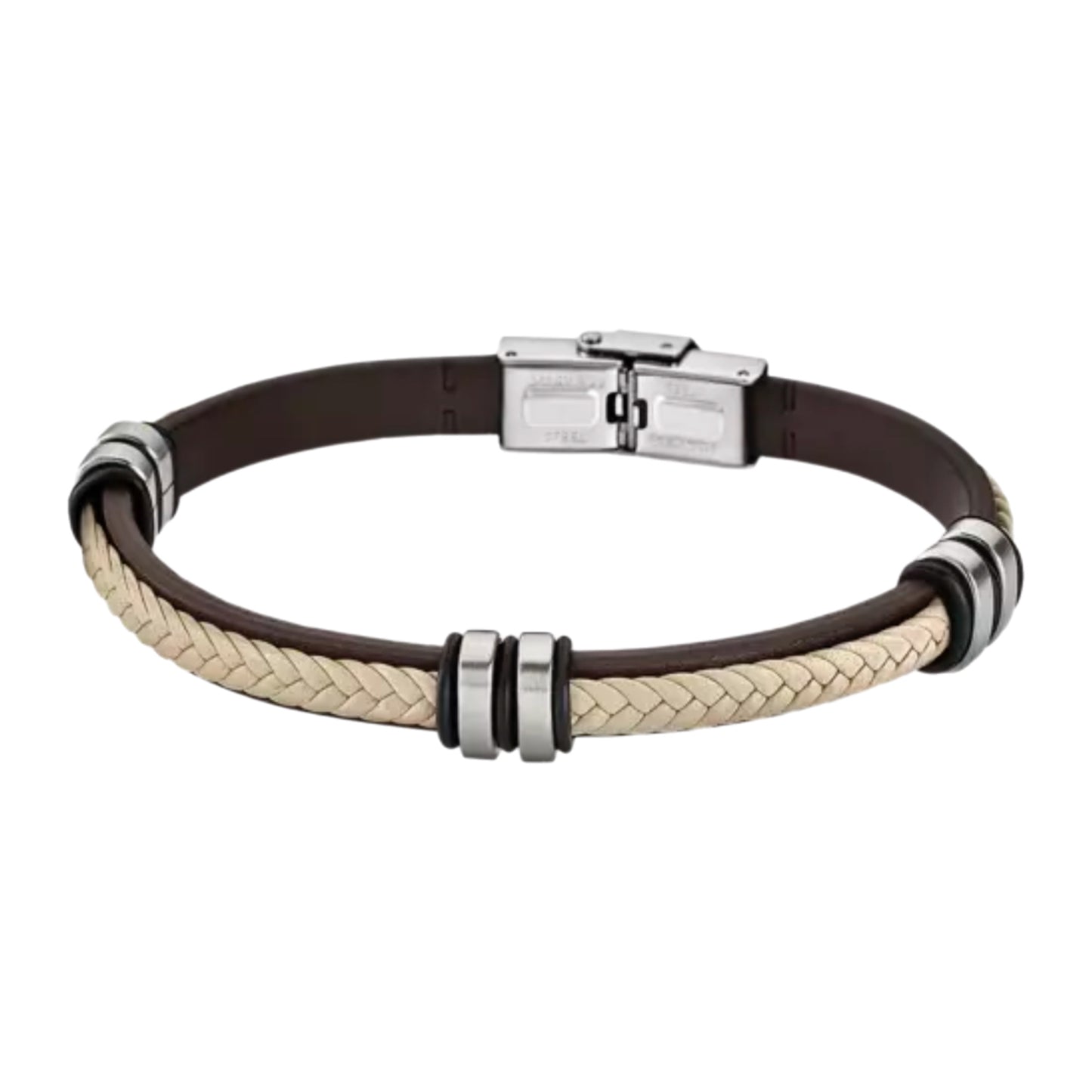 Pulseira Couro e Aço MACE