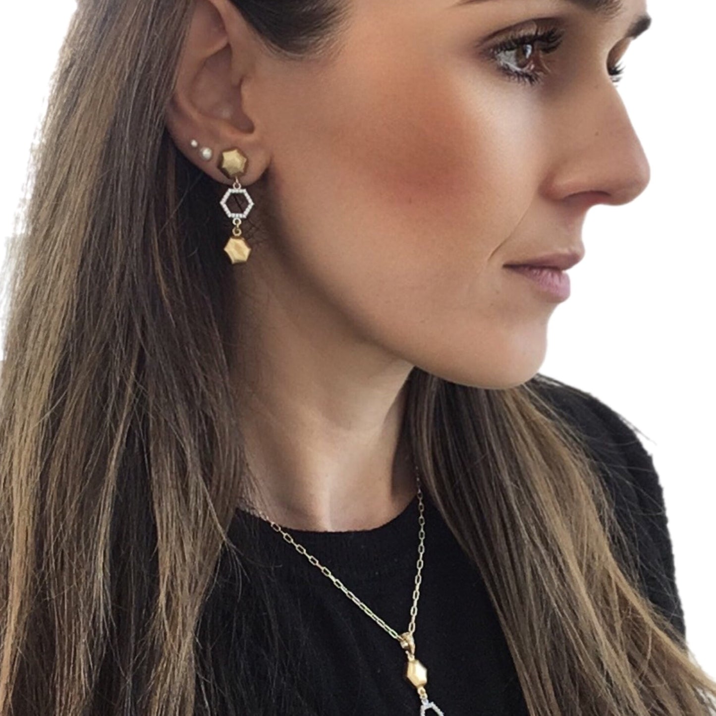 Brincos Prata Dourada EUGÉNIO CAMPOS