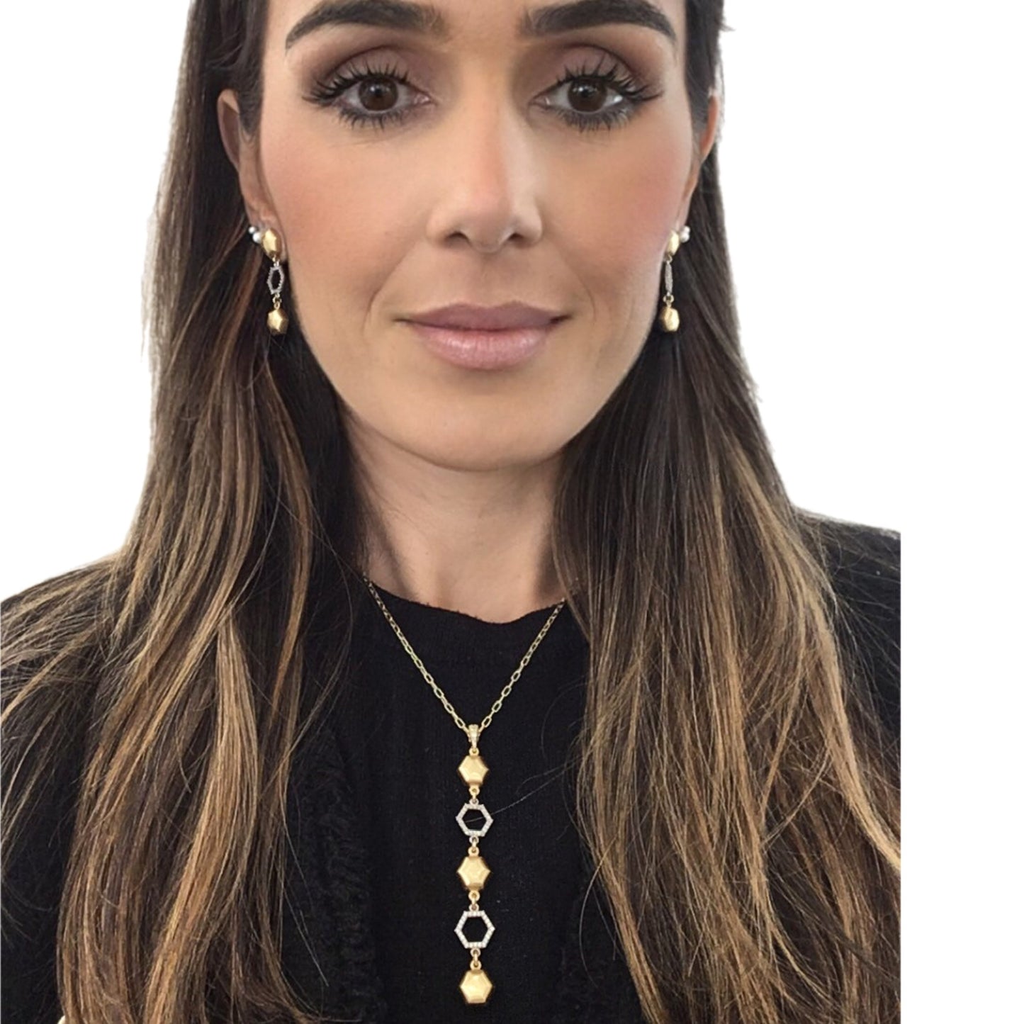 Brincos Prata Dourada EUGÉNIO CAMPOS