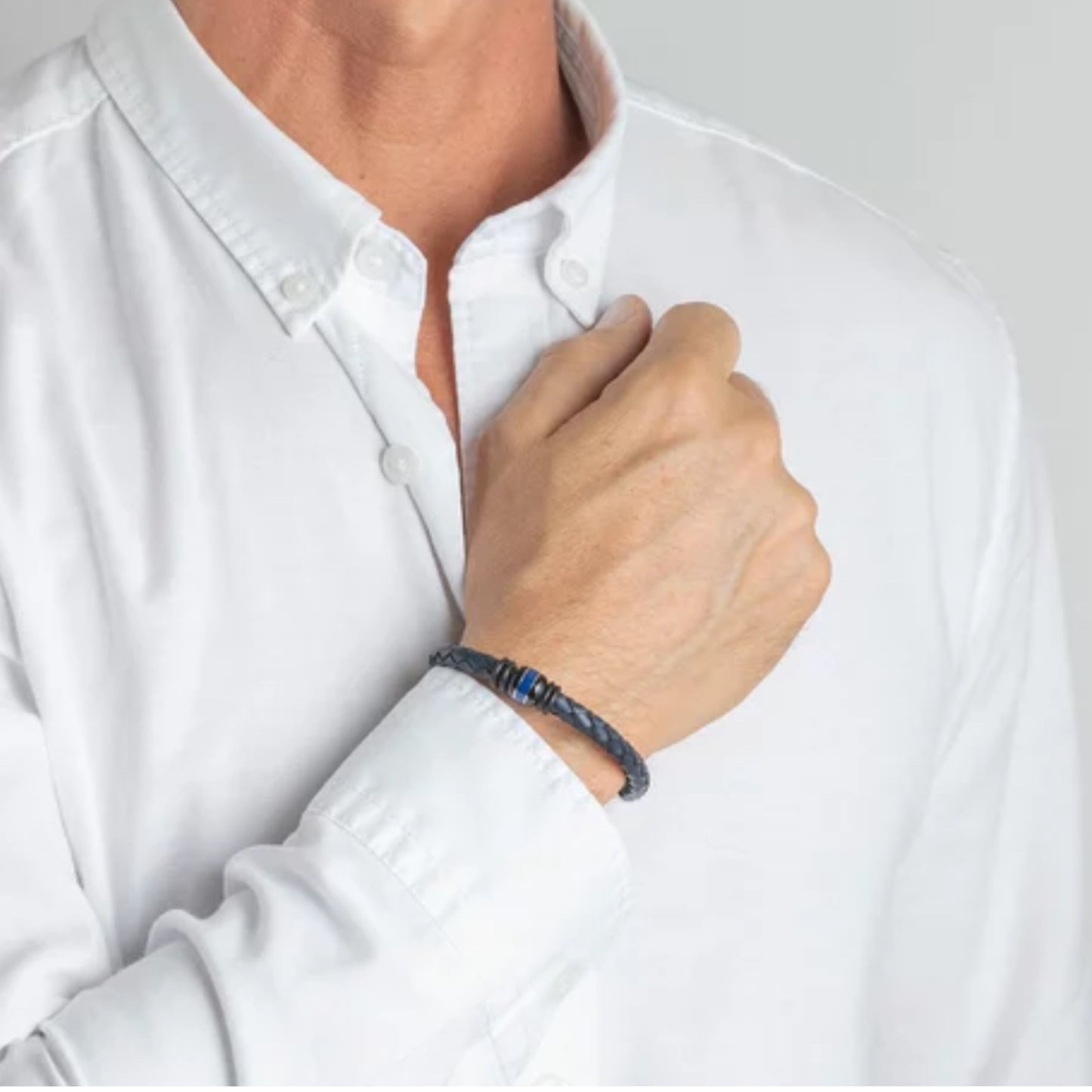 Pulseira Couro e Aço MACE